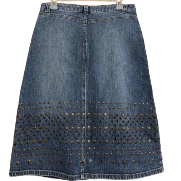 ❌❌❌SOLD❌❌❌Michael Kors Women’s Studded A-Line Western/Cowgirl Denim Skirt Sz-8 - Picture 6 of 8